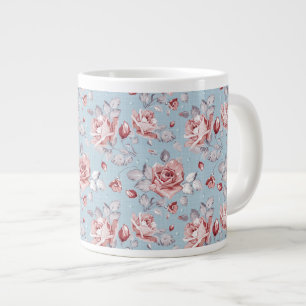 Tasse Géante Motif de papier peint d'élégance des roses roses