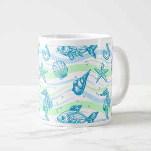 Tasse Géante Motif d'esquisse marine