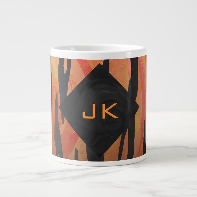 Tasse Géante Motif d'impression monogramme Tiger chaud orange e (Devant)