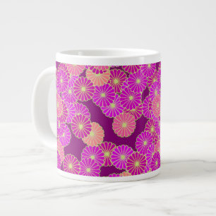 Tasse Géante Motif floral Art Déco - nuances de violet, corail