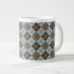 Tasse Géante Motif Jacquard en bleu et en taupe
