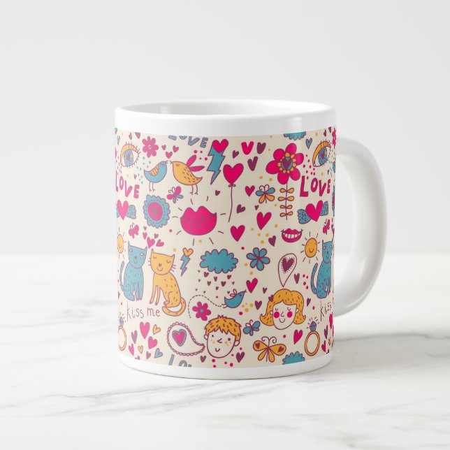 Tasse Géante motif romantique coloré (Devant droit)