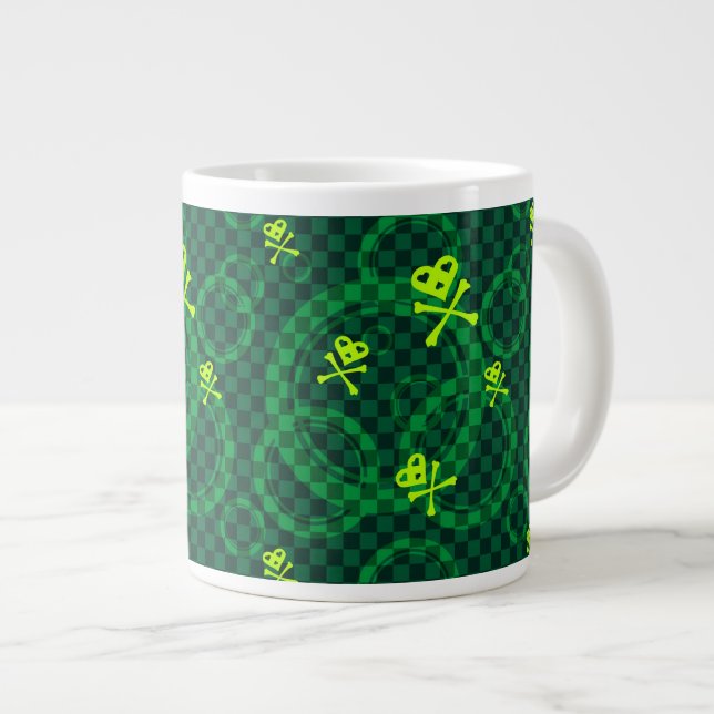 Tasse Géante Motif vert d'Emo avec des cercles (Devant droit)