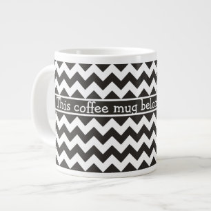 Tasse Géante Mug café Jumbo personnalisé, Chevrons noir et blan