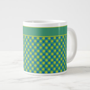 Tasse Géante Mug café Jumbo, Pois bleu et vert