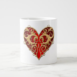 Tasse Géante Mug Coeur Rouge Filigree