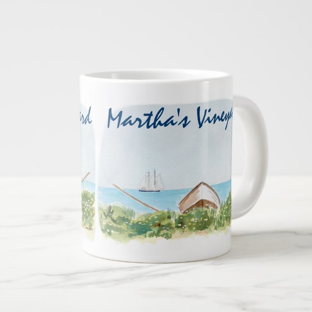 Tasse Géante Mug de café aquarelle Martha's Vineyard (Devant droit)