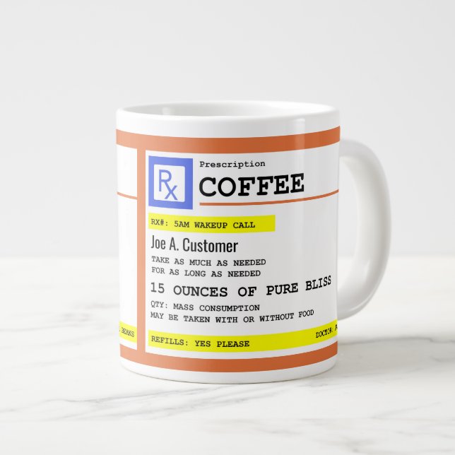 Tasse Géante Mug Jumbo de café d'ordonnance avec nom personnali (Devant droit)