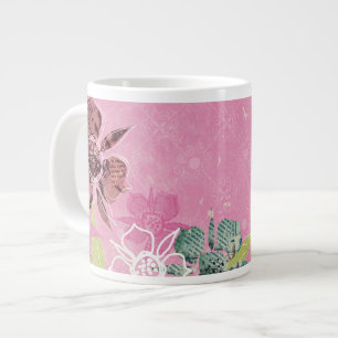 Tasse Géante Mug Jumbo Fleurs Tropicales Rose
