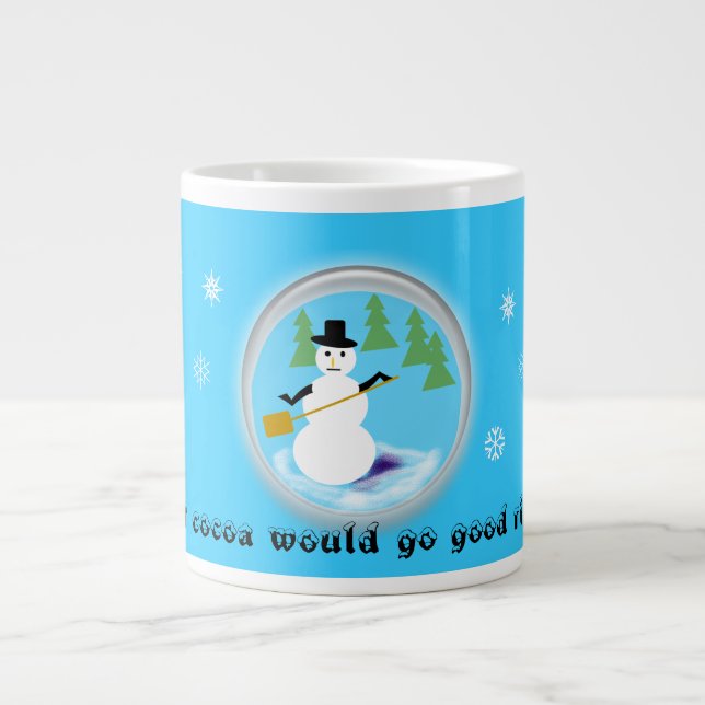 Tasse Géante Mug - Snowman dans le globe de neige. (Devant)