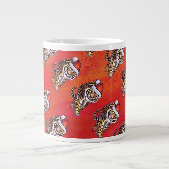 Tasse Géante Noël du tigre en rouge (Devant)
