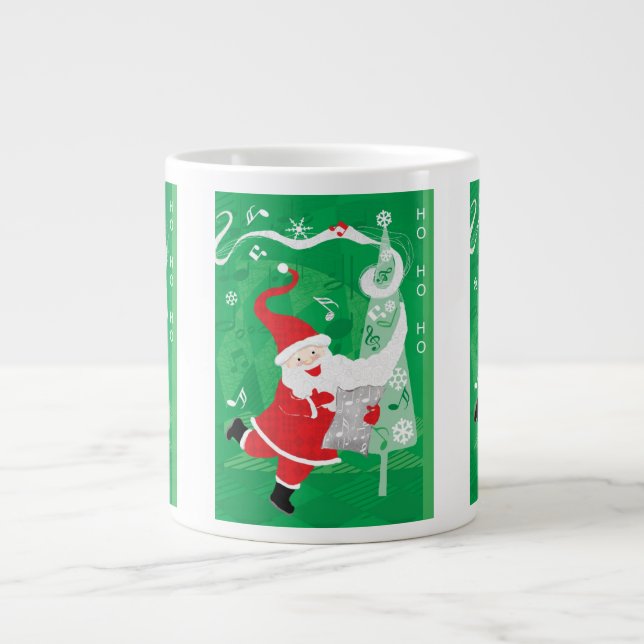Tasse Géante Noël mignon, chant et danse Père Noël (Devant)