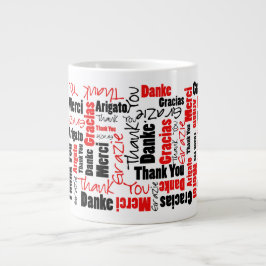 Tasse Géante Noir rouge Merci multilingue Nuage de mots