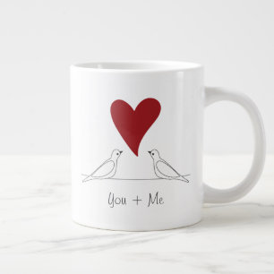 Tasse Géante Oiseaux modernes simples personnalisés en amour Co