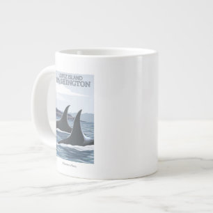 Tasse Géante Orca Whales #1 - Lopez, Washington