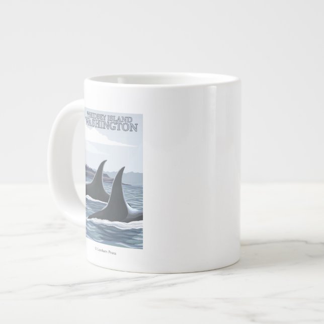 Tasse Géante Orca Whales #1 - Whidbey, Washington (Devant gauche)
