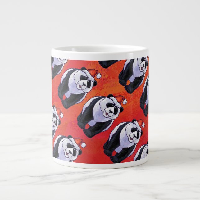 Tasse Géante Ours de panda à Santa Hat sur Rouge (Devant)