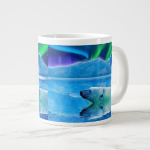 Tasse Géante Ours polaire et lumière du Nord Jumbo Soupe Mug