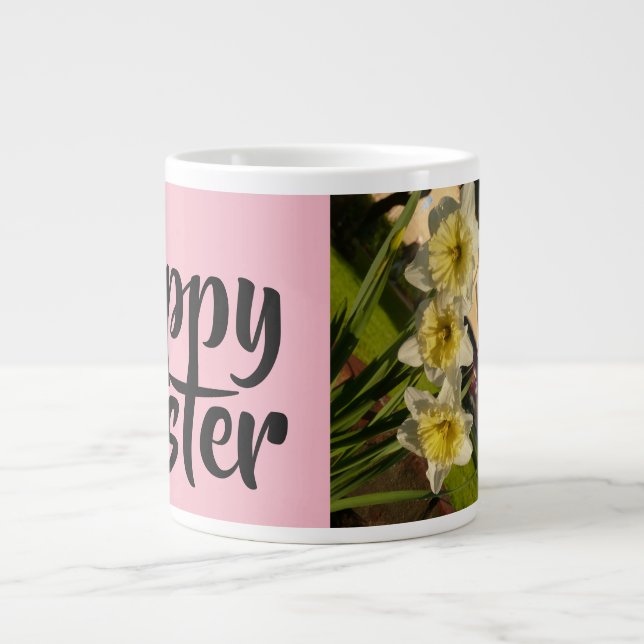 Tasse Géante Pâques joyeuses avec de belles jonquilles (Devant)
