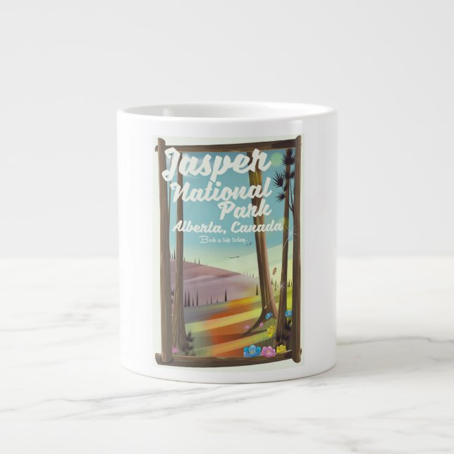 Tasse Géante Parc national Jasper, affiche de voyage du Canada (Devant)