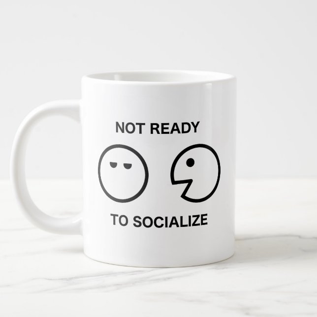 Tasse Géante Pas prêt à socialiser la Mug 20oz (Gauche)