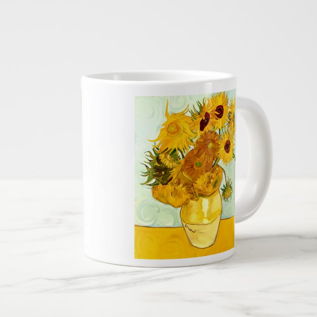 Tasse Géante Peinture de tournesol jaune de Vincent Van Gogh en (Devant droit)