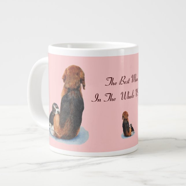 Tasse Géante Petit chiot beagle bouddin levrette portrait de ch (Devant gauche)