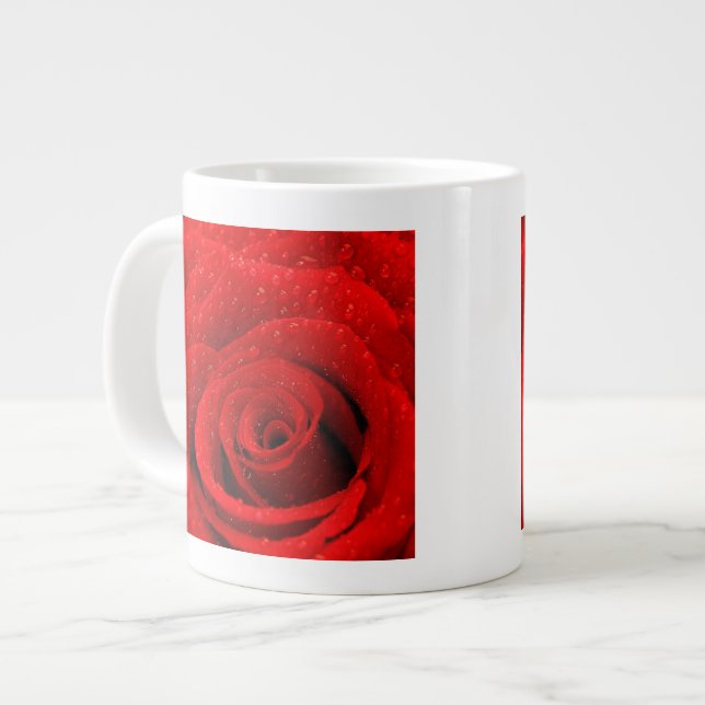 Tasse Géante Photo d'arrière - plan de rose rouge (Devant gauche)