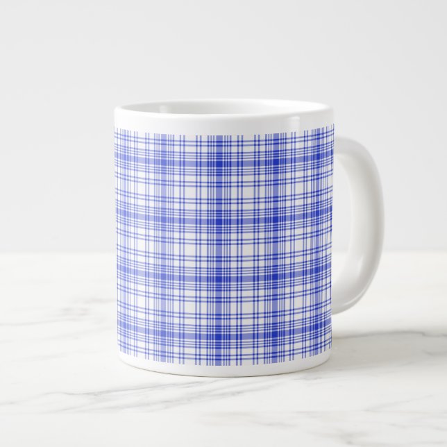 Tasse Géante Plaid blanc bleu 2 (Devant droit)