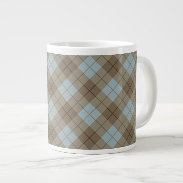 Tasse Géante Plaid en bleu et Brown (Devant droit)