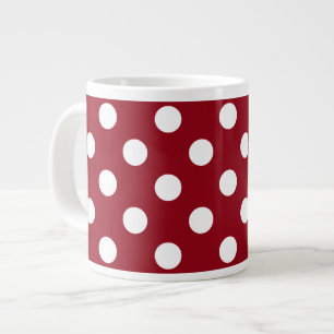 Tasse Géante Points blancs sur fond rouge cramoisi