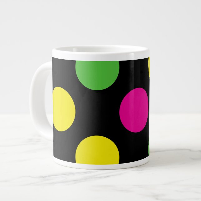 Tasse Géante Pois colorés, Motif à points Polka, pointillé (Devant gauche)