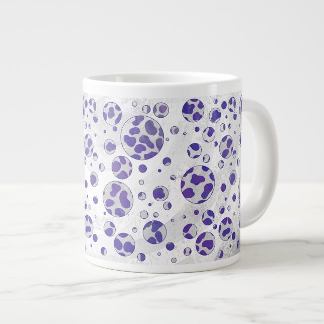 Tasse Géante Polka blanc et violet dalmate (Devant droit)