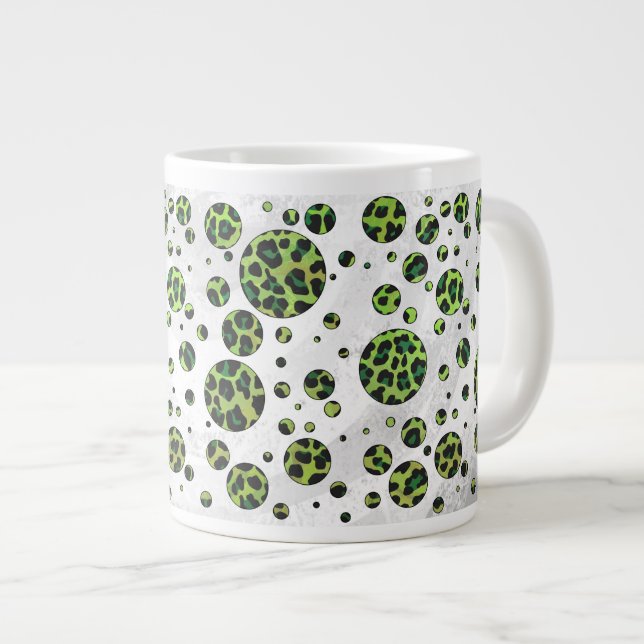 Tasse Géante Polka Dot Leopard noir et vert (Devant droit)