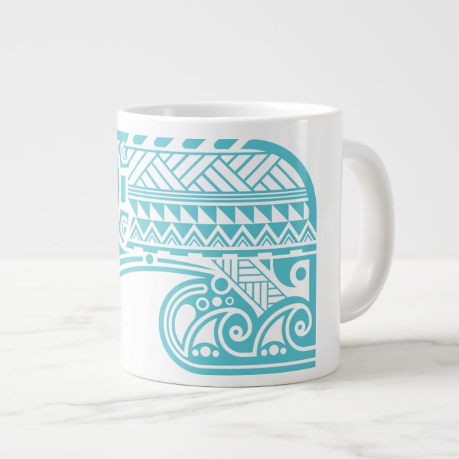 Tasse Géante Polynésien/Tiki/tasse tribale de vague de surf (Devant droit)