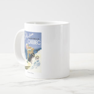 Tasse Géante Poster anglais et français de Woman Skiing