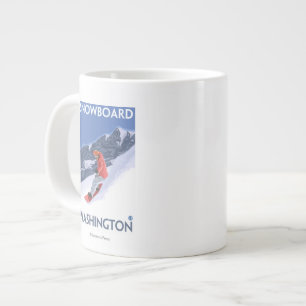 Tasse Géante Poster Vintage voyage de Washington Snowboard