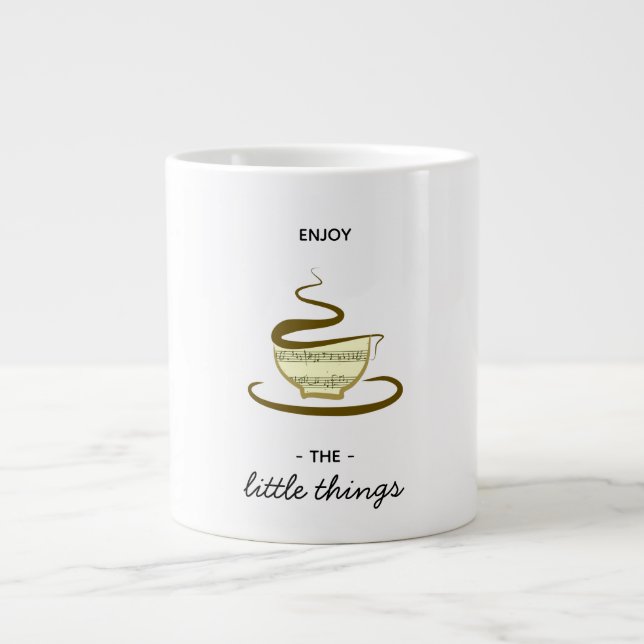 Tasse Géante Profitez Des Petites Choses, Dessin De Café Mignon (Devant)