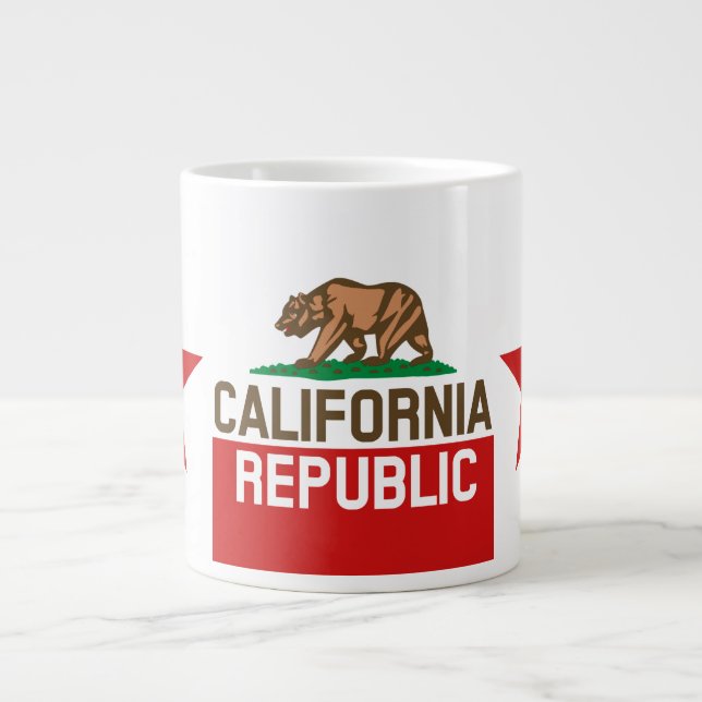 Tasse Géante RÉPUBLIQUE DE CALIFORNIE Drapeau de l'État étoile  (Devant)