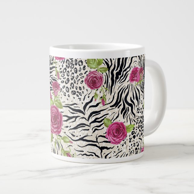 Tasse Géante Roses Sur Les Motifs Animaux (Devant droit)