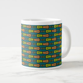Tasse Géante Rouge, Jaune, Noir, Tribal sur Turquoise; Musique