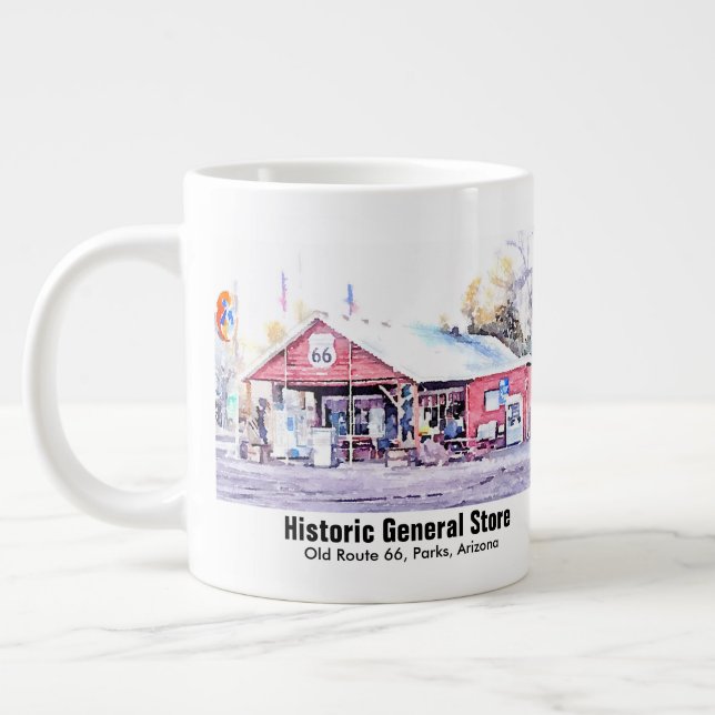 Tasse Géante Route historique 66 Arizona General Store Aquarell (Gauche)