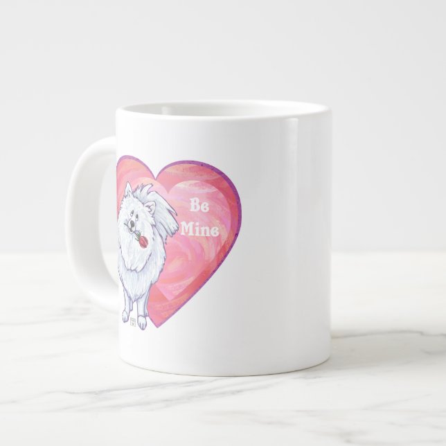 Tasse Géante Saint Valentin Poméranie Blanche (Devant gauche)