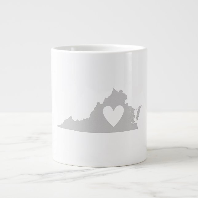 Tasse Géante Silhouette de l'état de Heart Virginia (Devant)