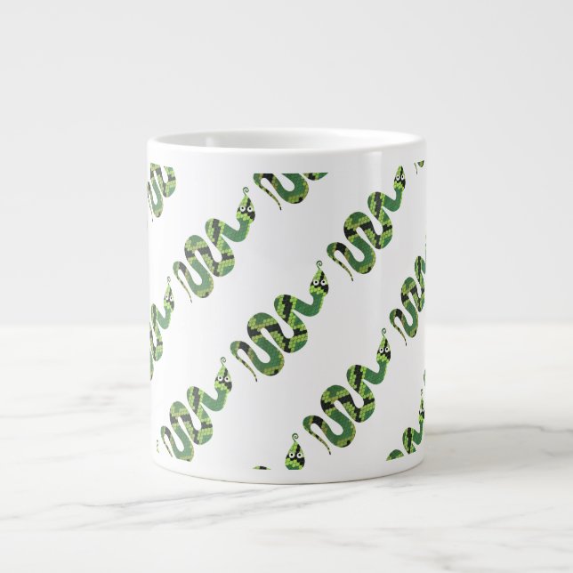 Tasse Géante Silhouette d'impression en noir et vert serpent (Devant)