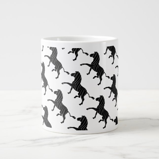 Tasse Géante Silhouette d'impression noir et gris Zebra (Devant)