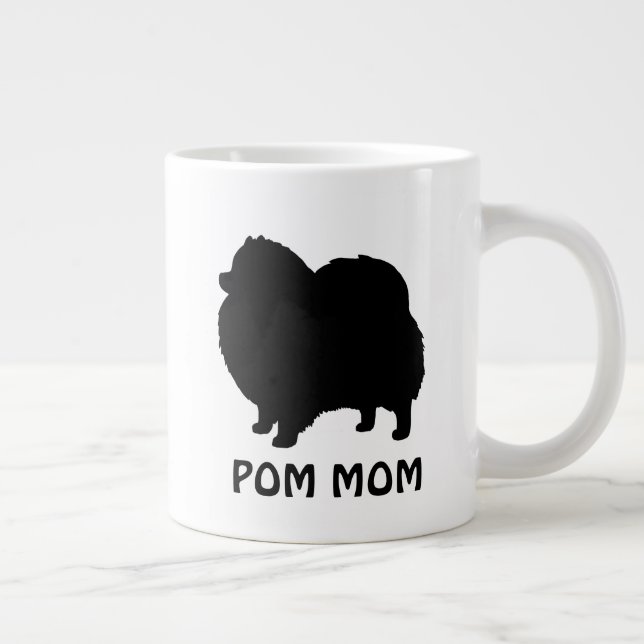 Tasse Géante Silhouettes de Chien Noir Poméranien avec texte pe (Droite)