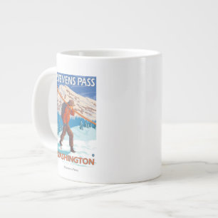 Tasse Géante Skier transportant du ski de neige - Stevens Pass,