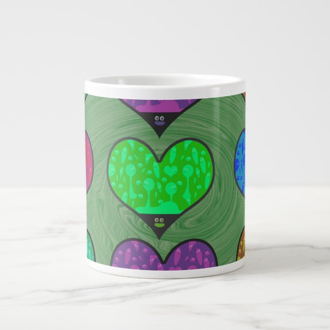 Tasse Géante Super Coeurs de lave sauvage Fun Retro Life (Devant)