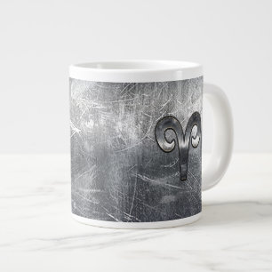 Tasse Géante Symbole Zodiaque d'Aries en style dénudé d'argent